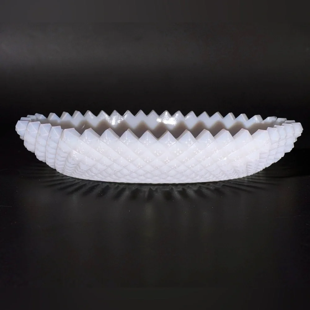 Vintage Westmoreland Milk Glass Pickle Dish English Hobnail Sawtooth Edge